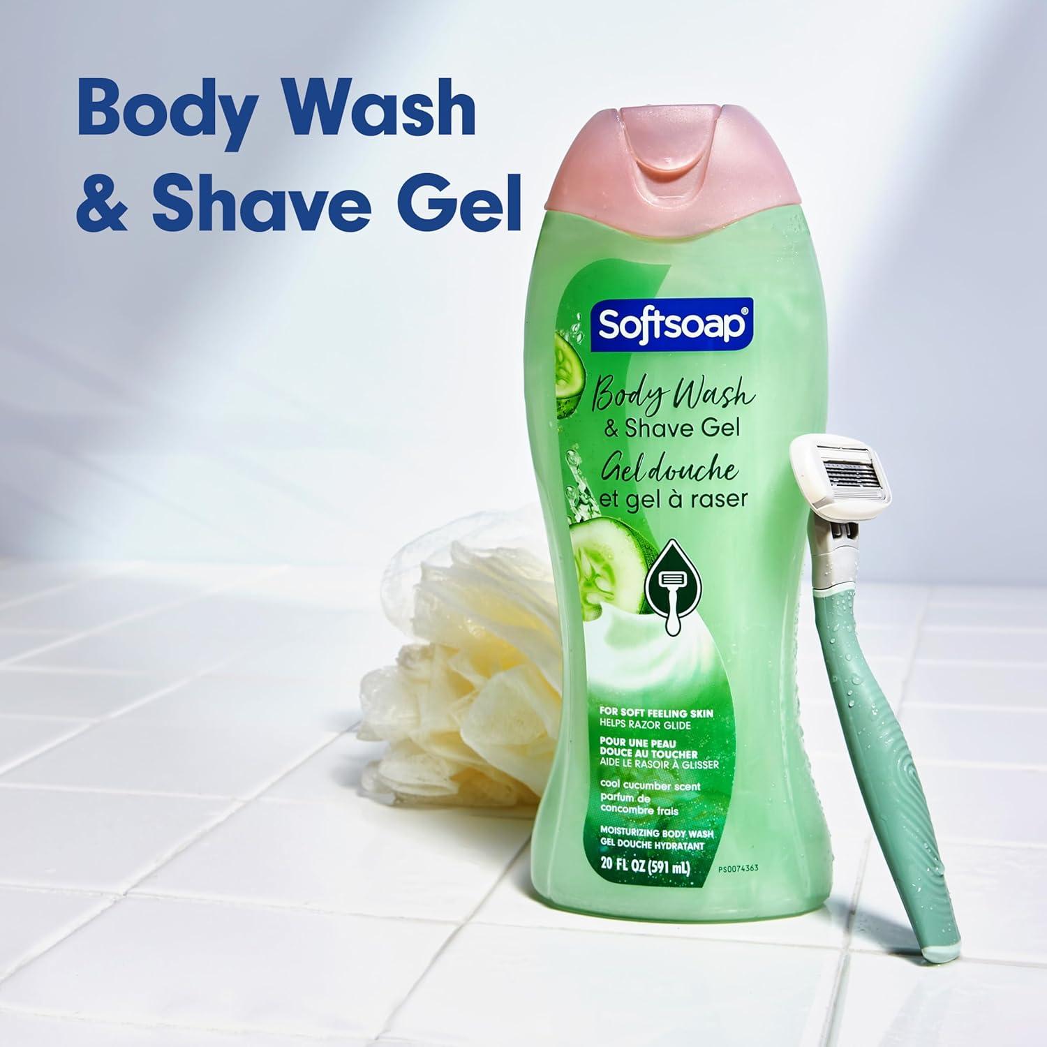 Gel de Ducha Hidratante Softsoap 591 ml y Gel de Afeitar Pepino Fresco