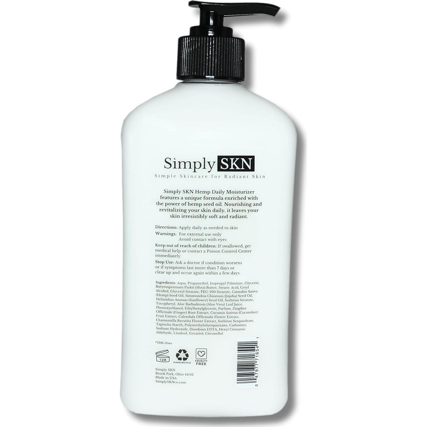 Loción Corporal Hidratante Simply SKN 500 ml - Cañamo y Karité