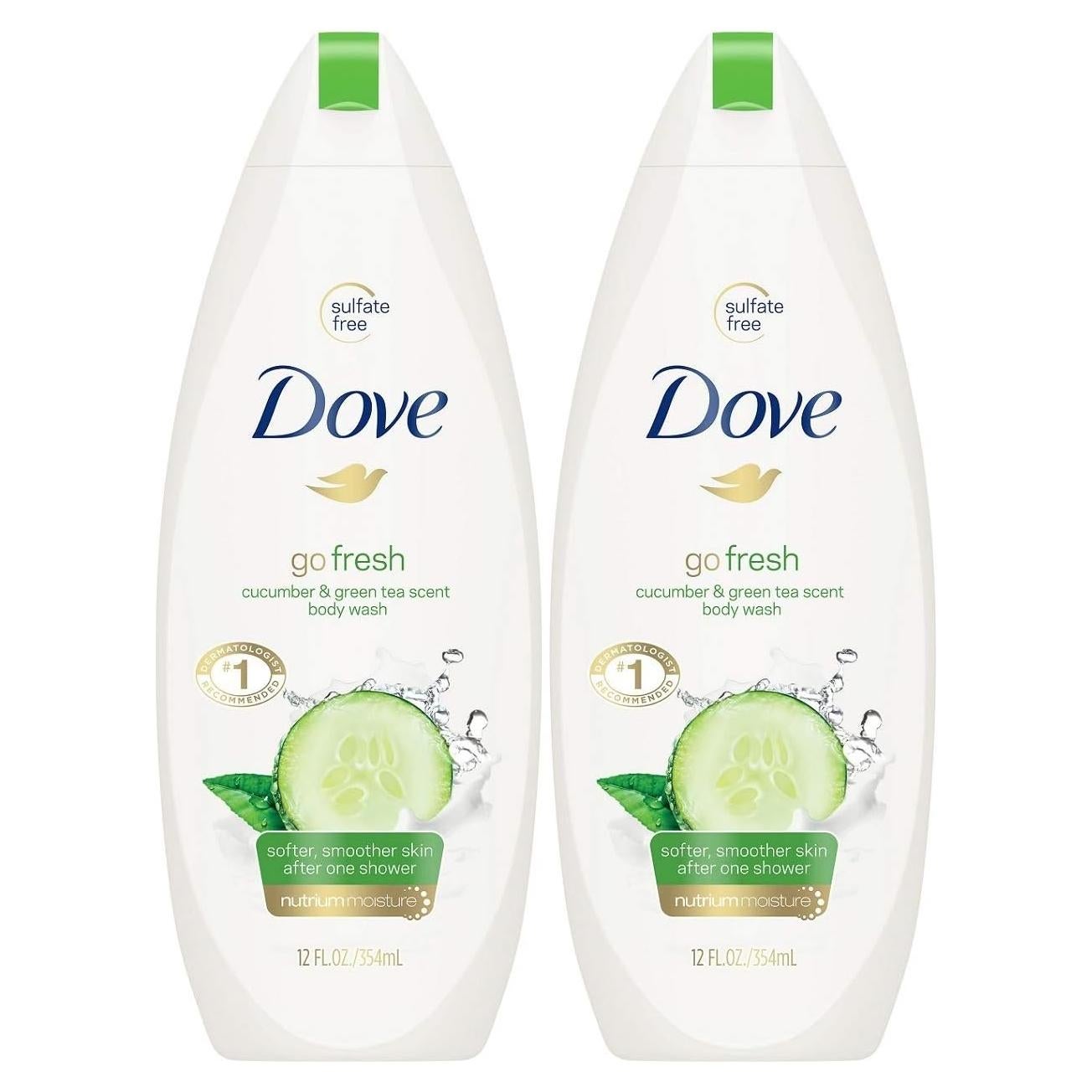 Gel de Ducha Dove 354 ml Paquete de 2 Pepino y Té Verde
