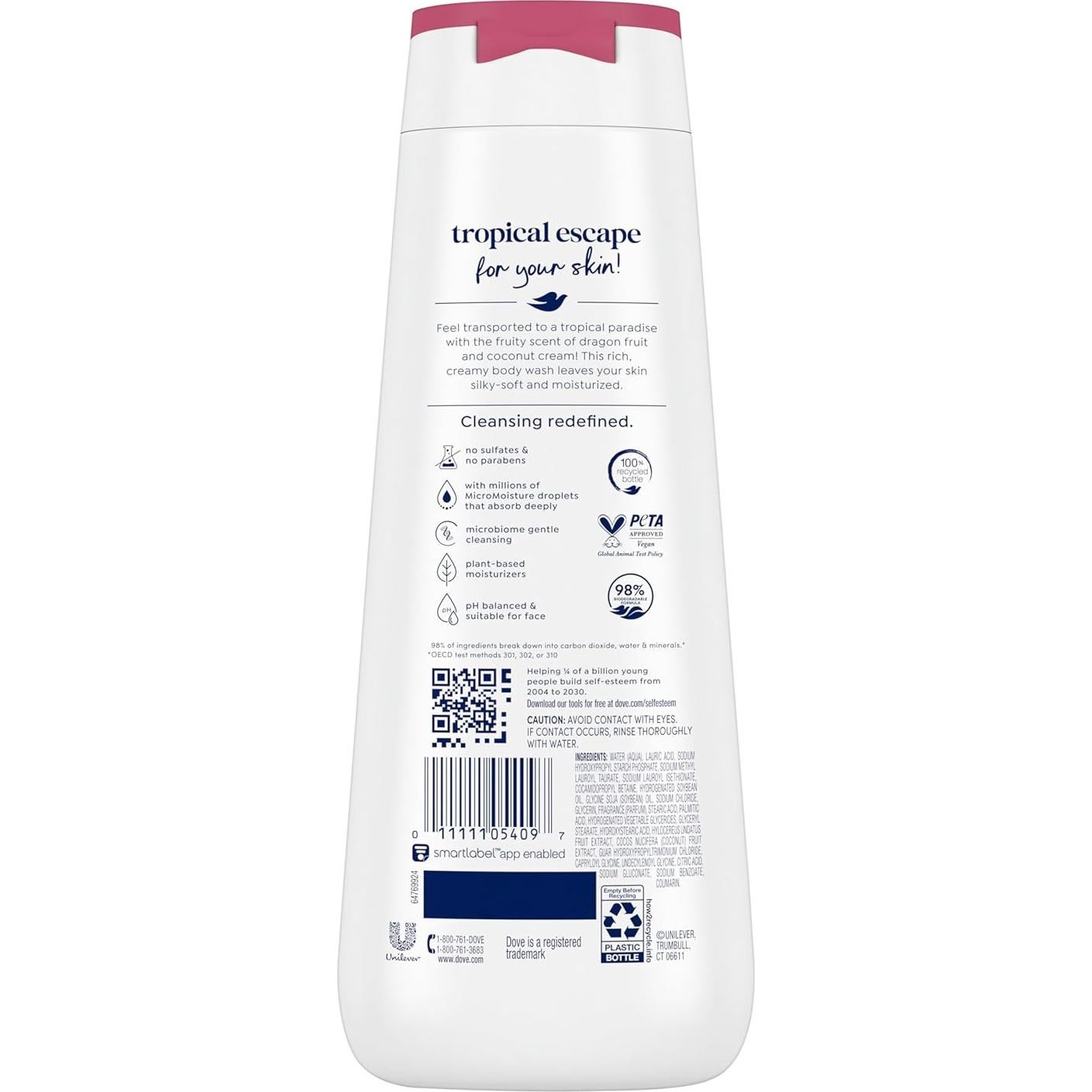 Gel de Ducha Dove Reequilibrante 4x567g Durazno y Leche de Arroz