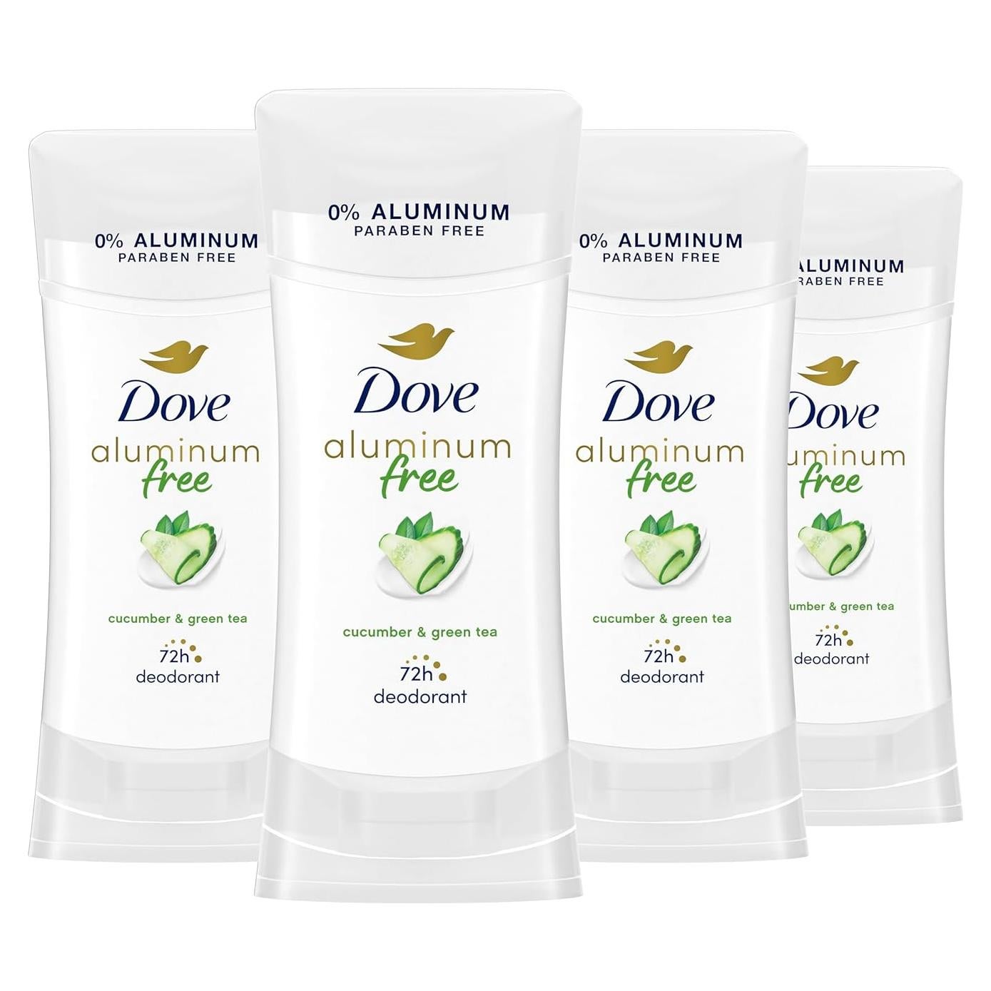 Desodorante Dove Sin Aluminio Pepino y Té Verde 4x73.71g