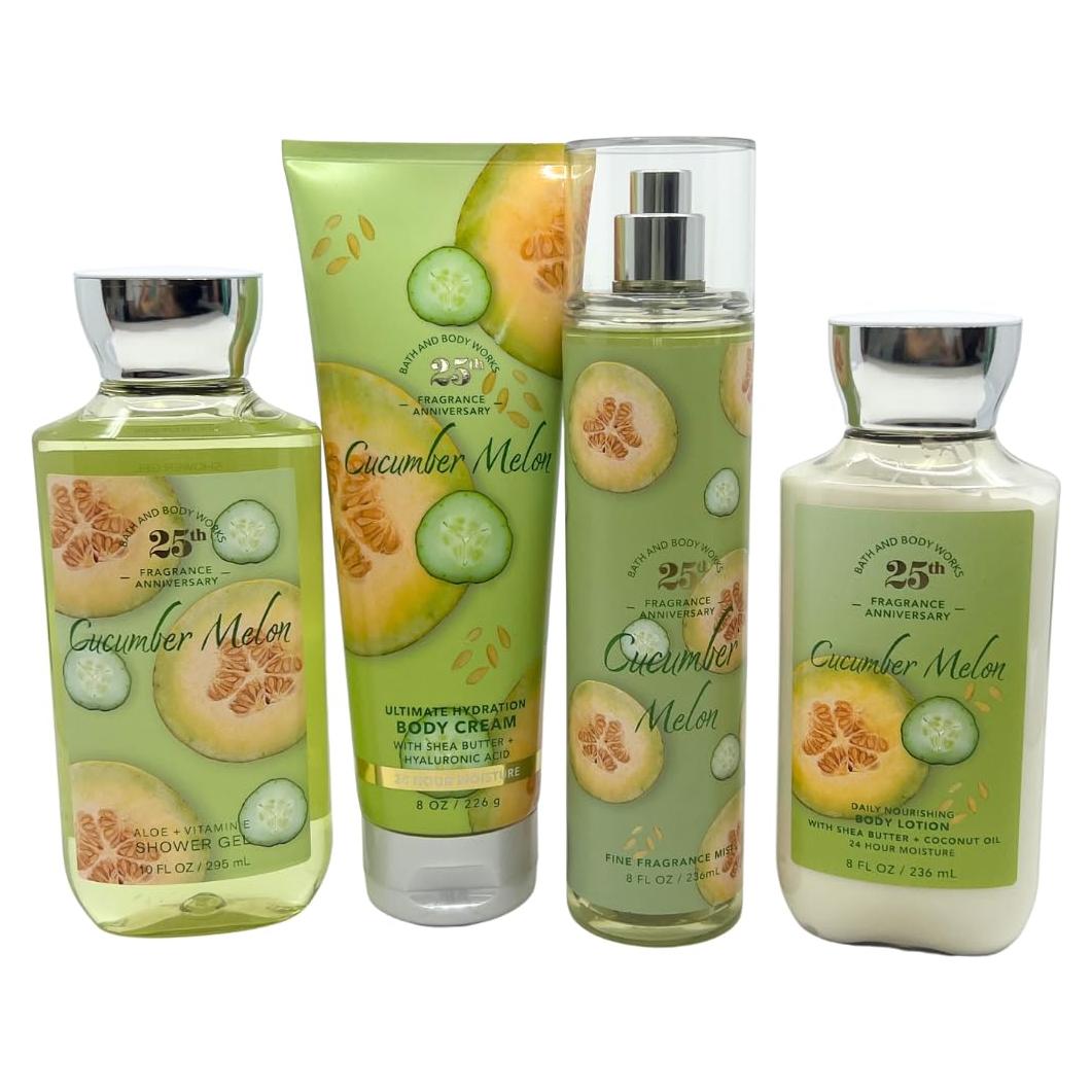 Set de 4 Piezas Melón de Pepino Bath & Body Works - Gel, Crema, Bruma y Loción