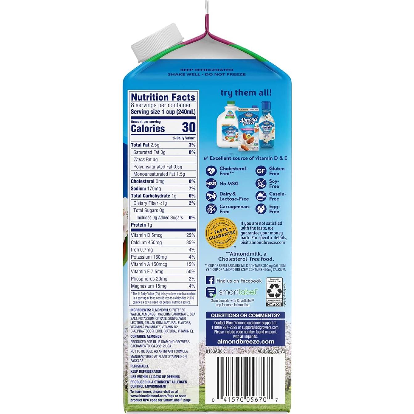 Leche de Almendra Original Almond Breeze 1.89 L Sin Azúcar