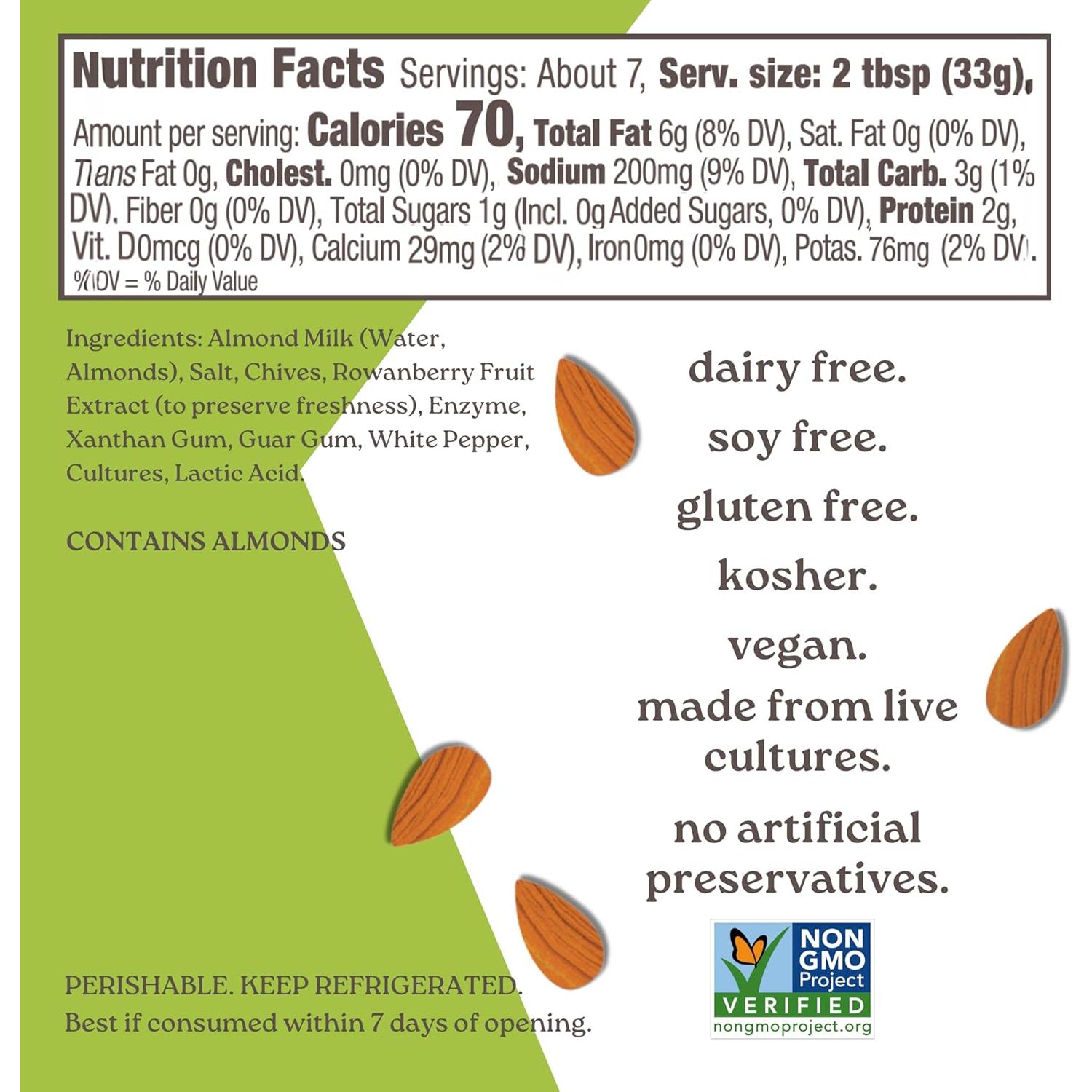 Crema de Queso Estilo Almendra Kite Hill con Cebollino 227g