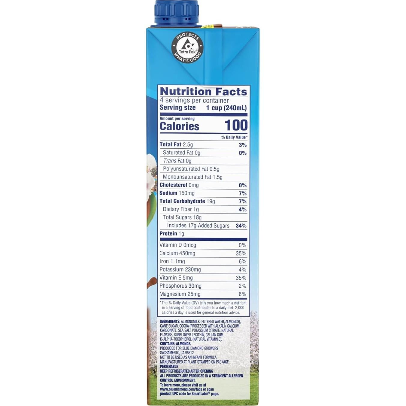 Leche de Almendra Sin Lácteos Blue Diamond Chocolate 946 ml