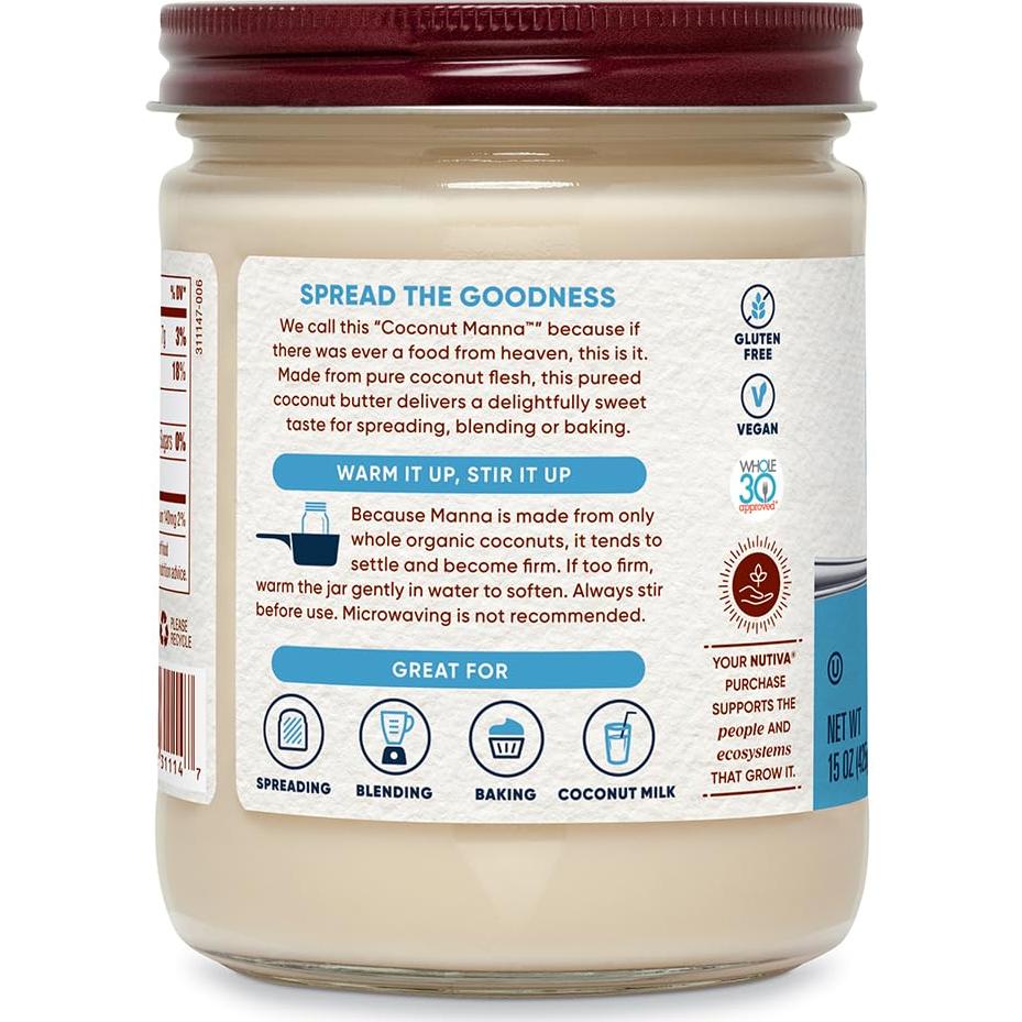 Mantequilla de Coco Orgánica Nutiva 425 g - Vegana y Sin Gluten