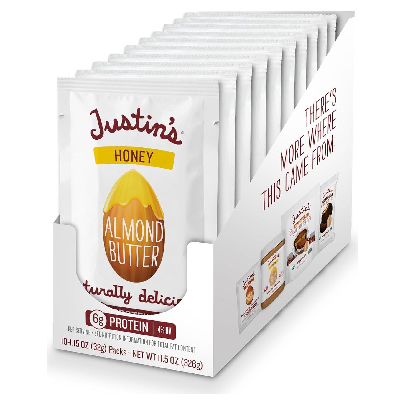 Mantequilla de Almendra con Miel Justin's 10 Paquetes 32.51g