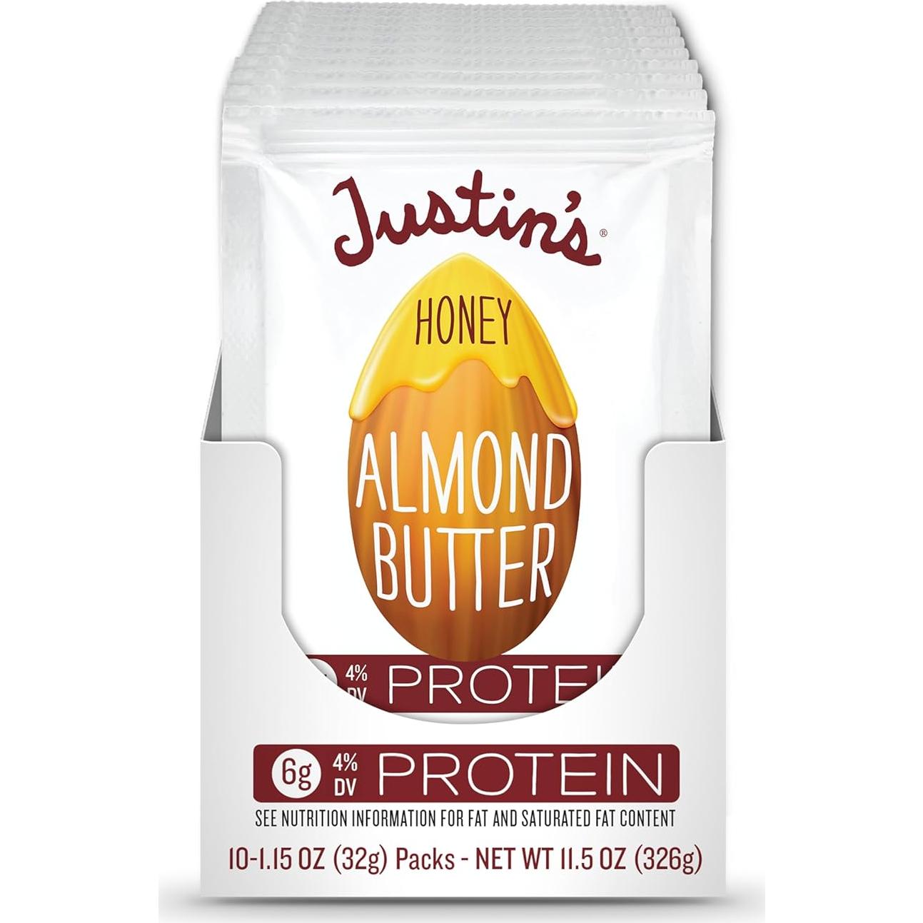 Mantequilla de Almendra con Miel Justin's 10 Paquetes 32.51g