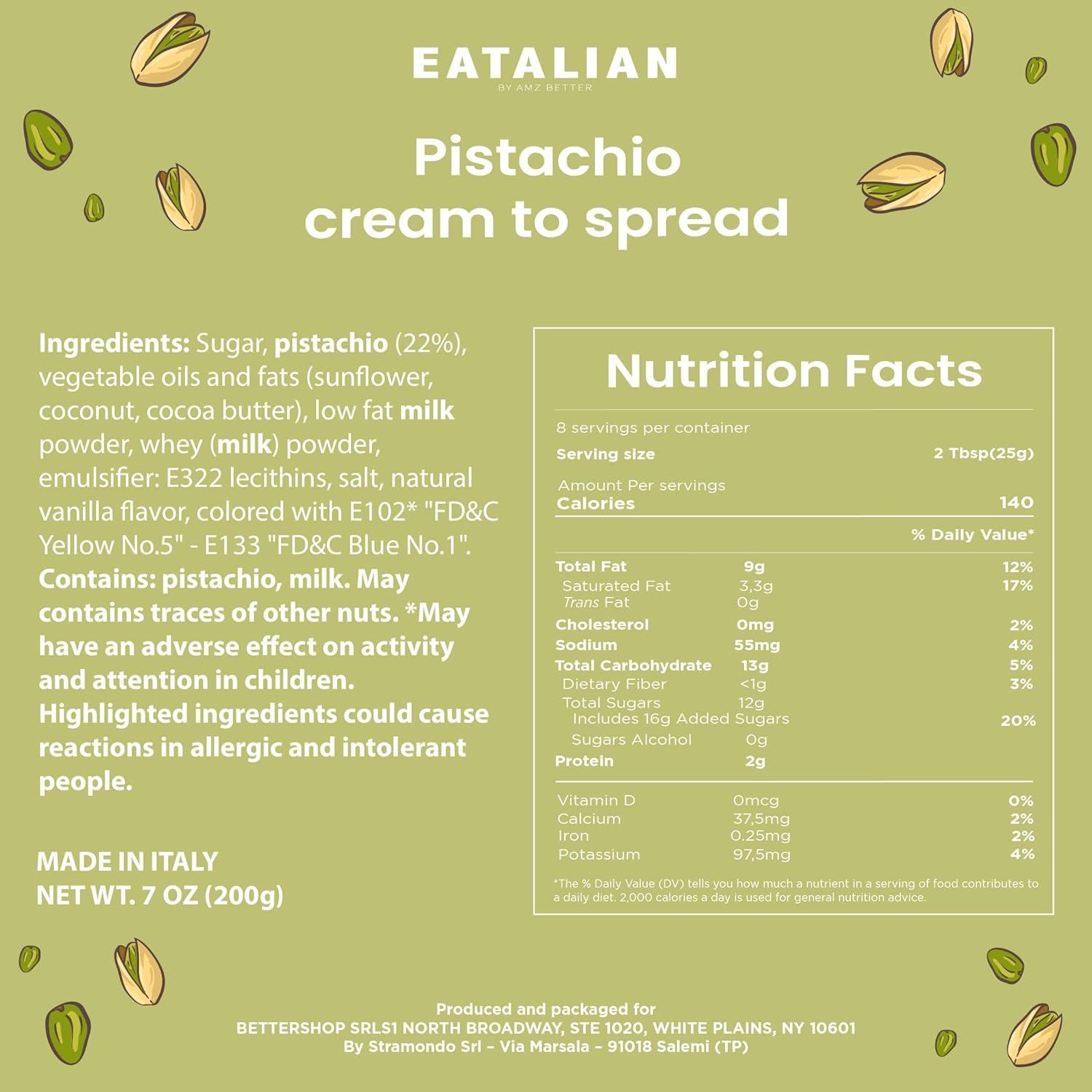 Crema de Pistacho EATALIAN 200g - Pasta Dulce para Untar