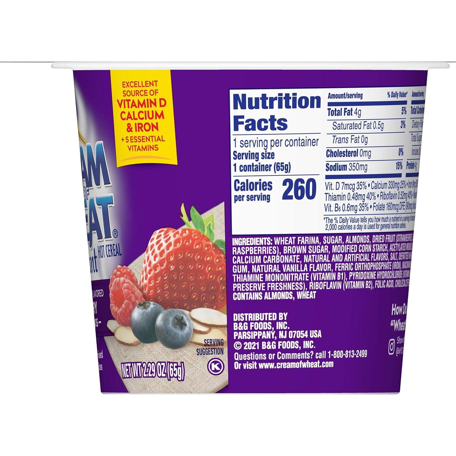 Tazas de Cereal Instantáneo Cream of Wheat Frutos Rojos 65g (Paquete de 6)