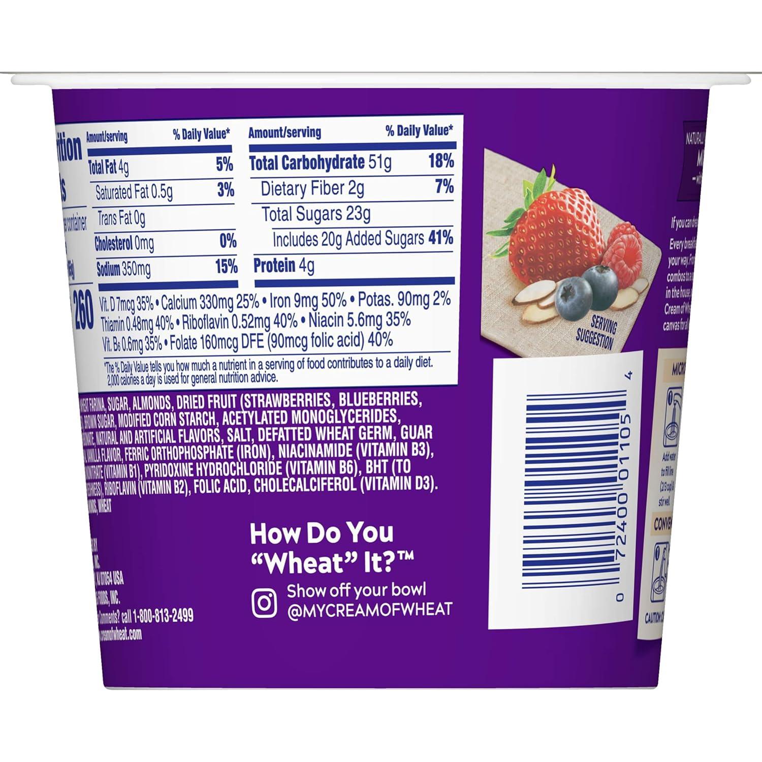 Tazas de Cereal Instantáneo Cream of Wheat Frutos Rojos 65g (Paquete de 6)