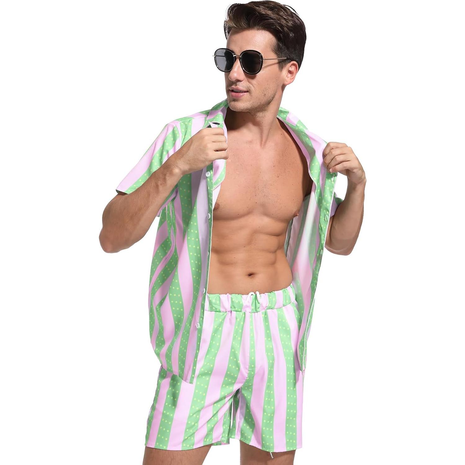 Disfraz de Hombre Adulto ZOKJFDK Camisa Rayas y Pantalones Cortos