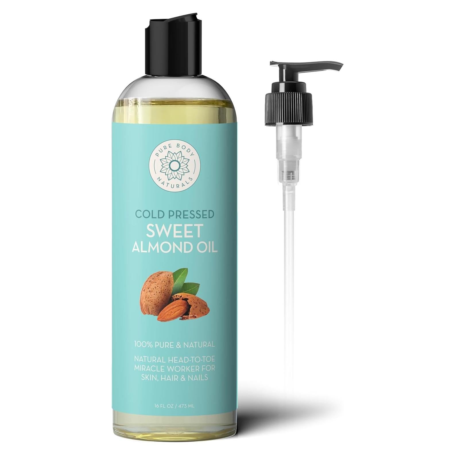 Aceite de Almendra Dulce Pure Body Naturals 473ml Prensado en Frío