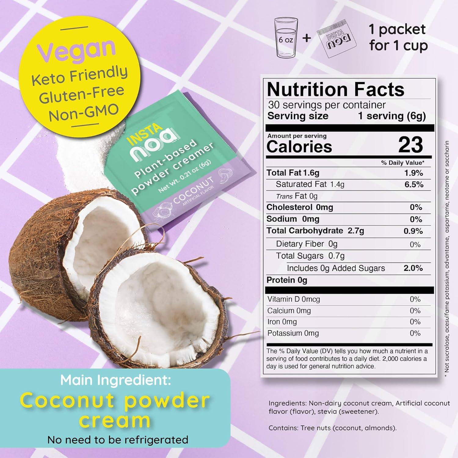 Crema en Polvo Vegana NOA Sabor Coco - 30 Sobres de 4g