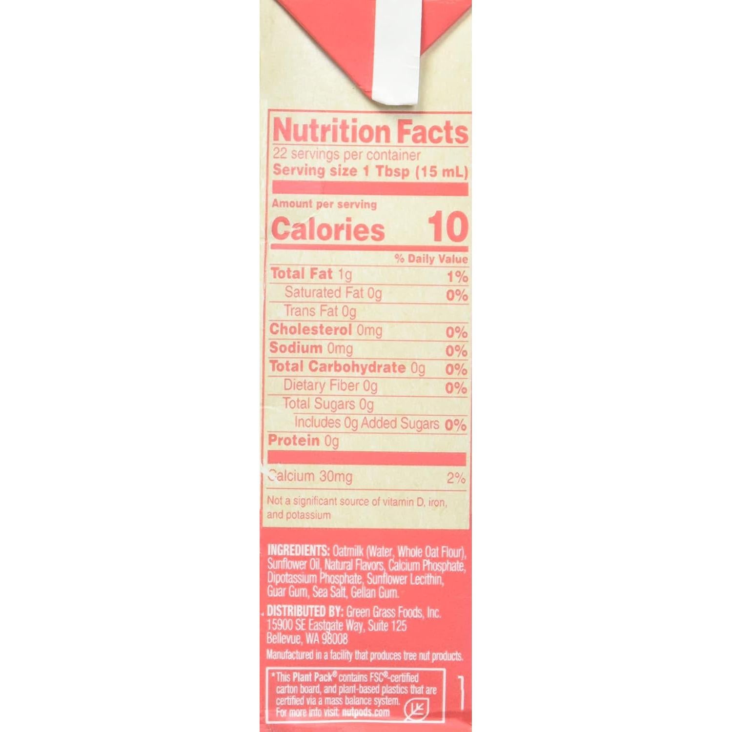 Crema de Avena Sin Lácteos NUTPODS Sabor Canela 317.5 g