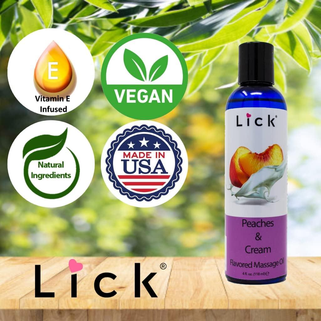 Aceite de Masaje Comestible Lick Durazno y Crema 113.4 ml