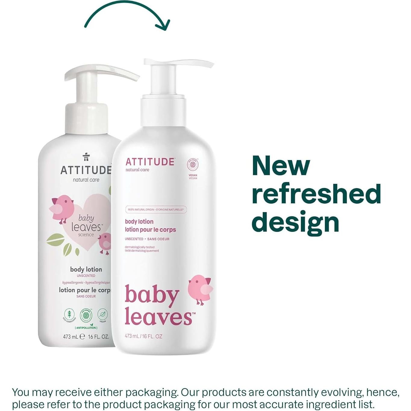 Loción Hidratante para Bebés ATTITUDE 473 ml Sin Fragancia