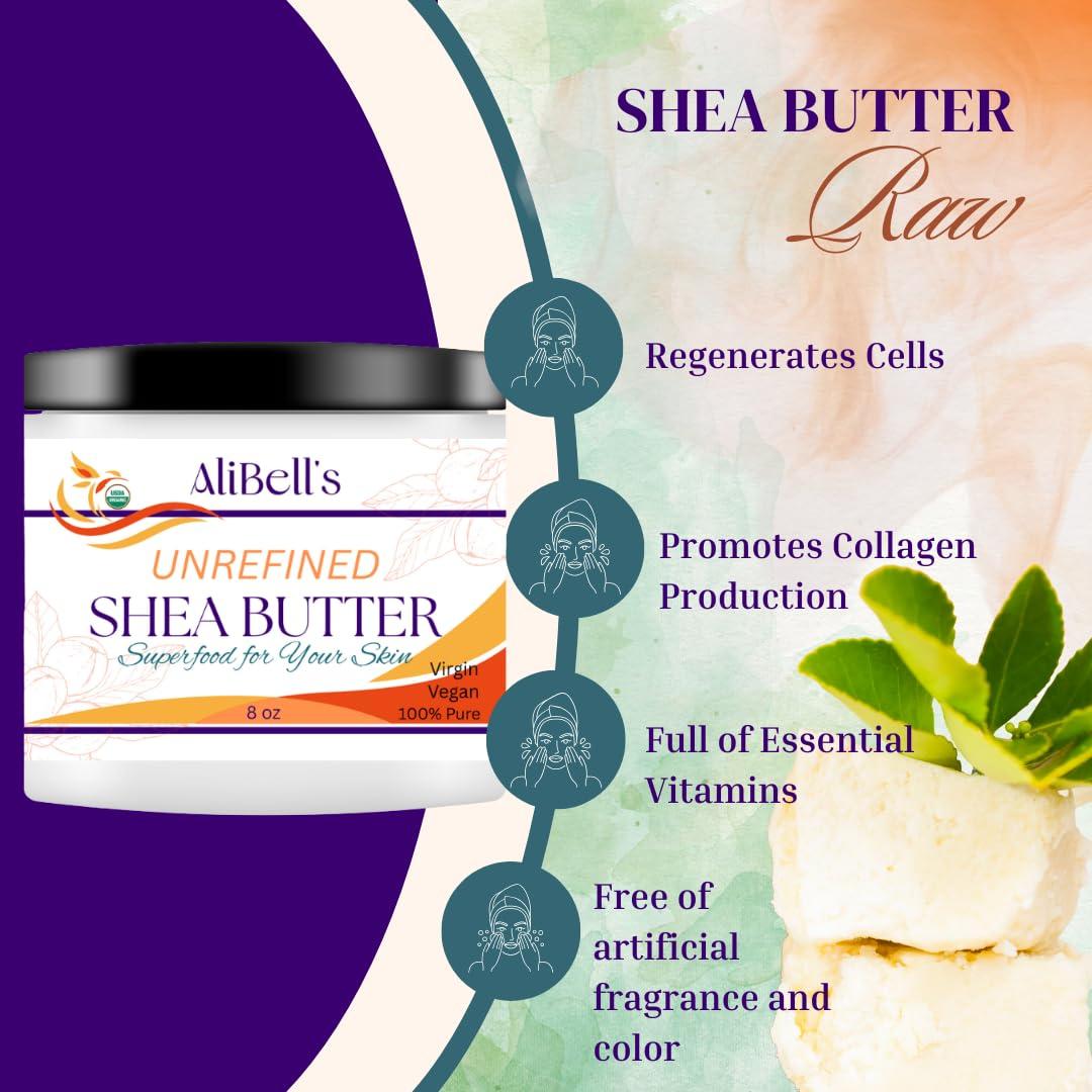 Crema de Manteca de Karité Orgánica AliBell 227g Hidratante