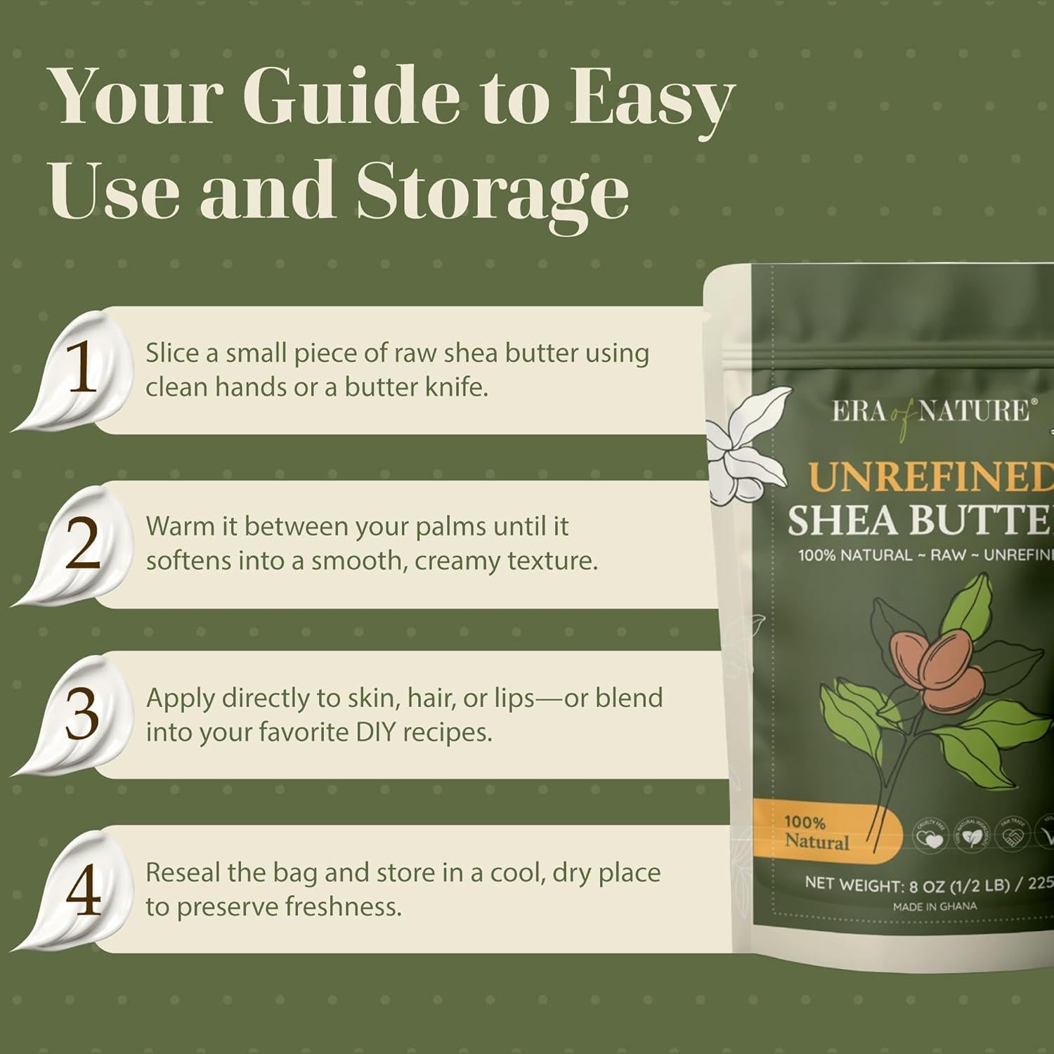 Manteca de Karité Orgánica Cruda 227g - Hidratante Piel y Cabello