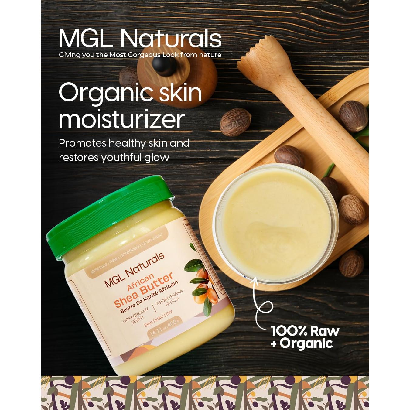 Manteca de Karité Cruda MGL Naturals 453g - Hidratante Piel y Cabello