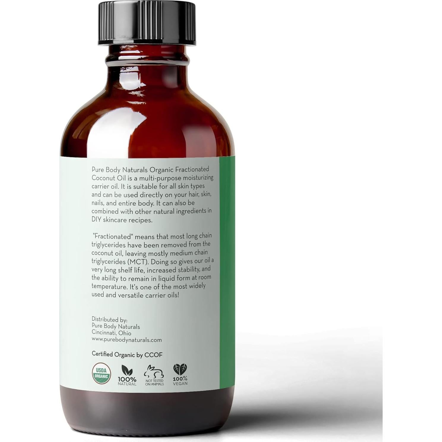 Aceite de Coco Fraccionado Orgánico Pure Body Naturals 118 ml