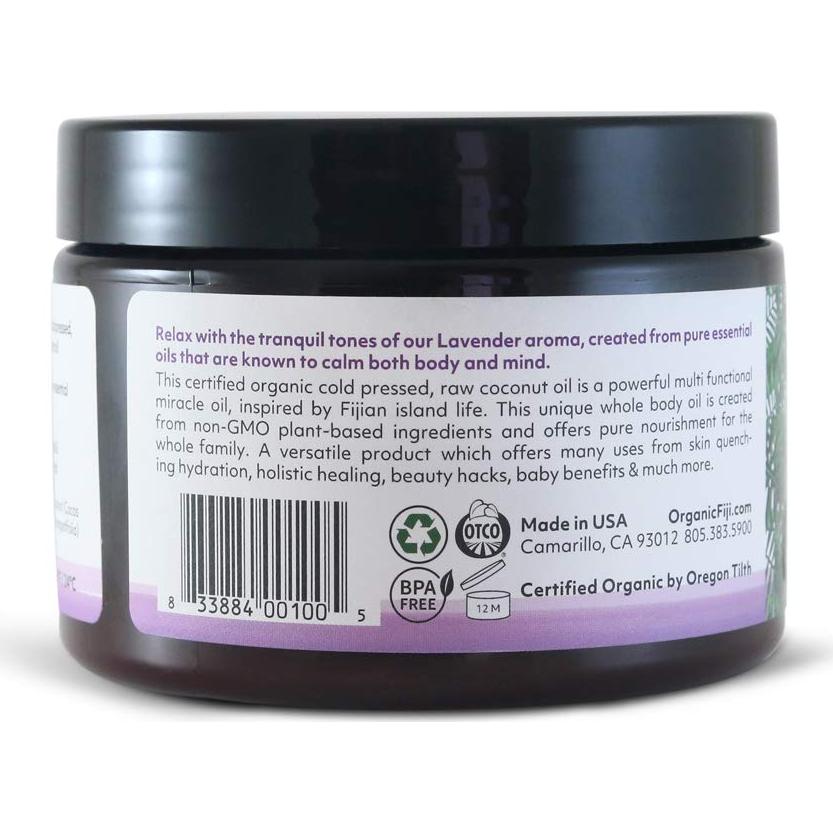 Aceite de Coco Crudo Prensado en Frío Organic Fiji 340g - Lavanda