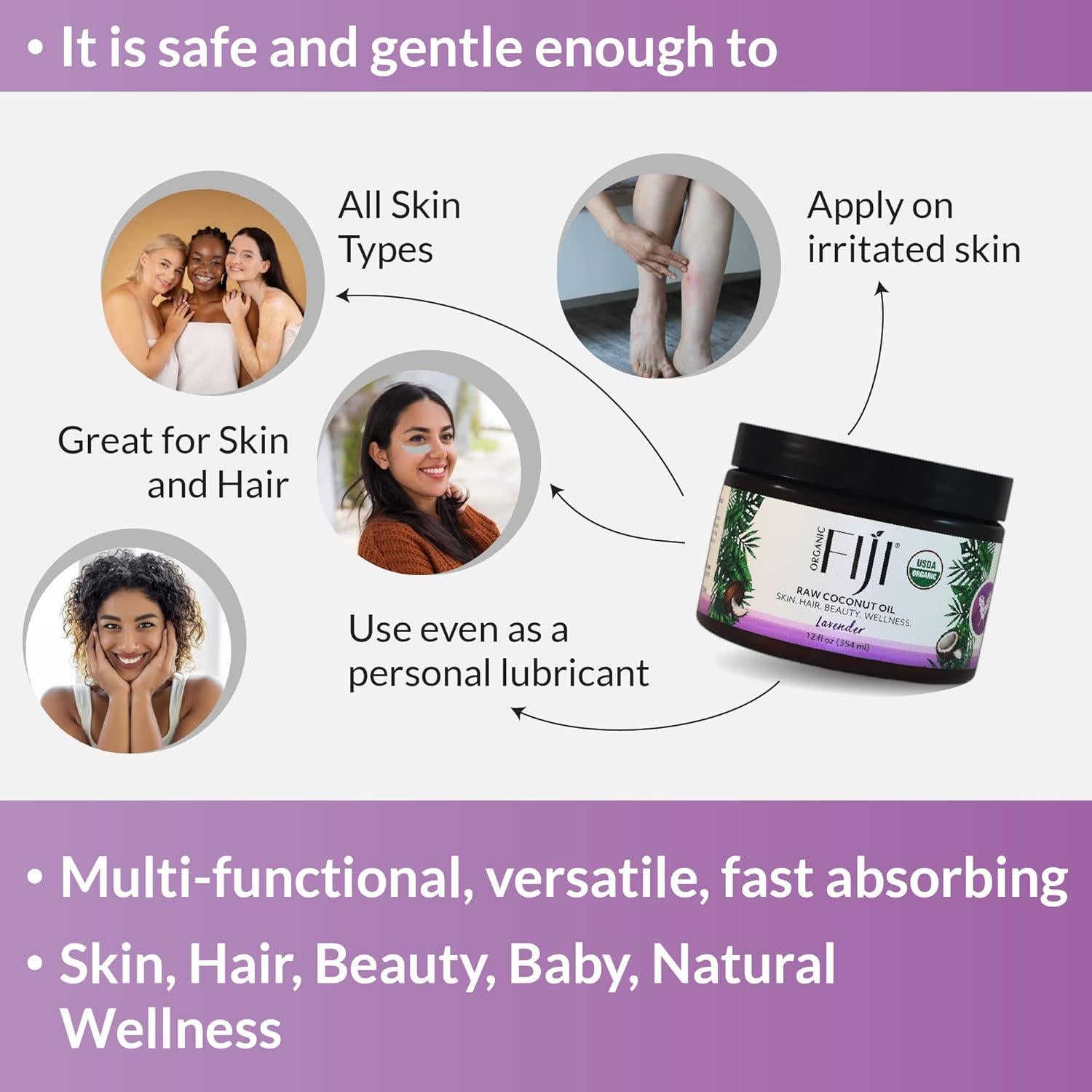 Aceite de Coco Crudo Prensado en Frío Organic Fiji 340g - Lavanda