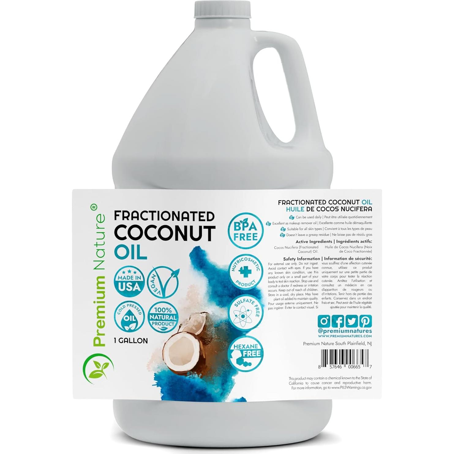 Aceite de Coco Fraccionado Premium Nature 1 Galón Hidratante
