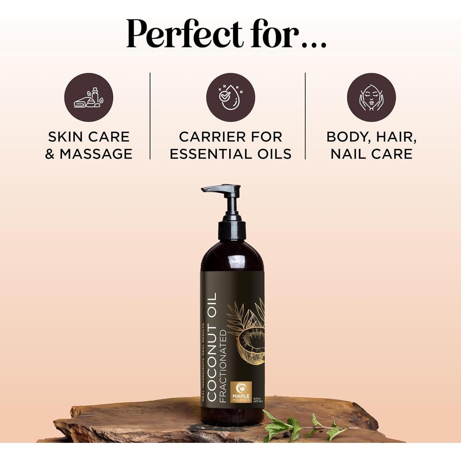 Aceite de Coco Fraccionado Puro Maple Holistics 473 ml Hidratante