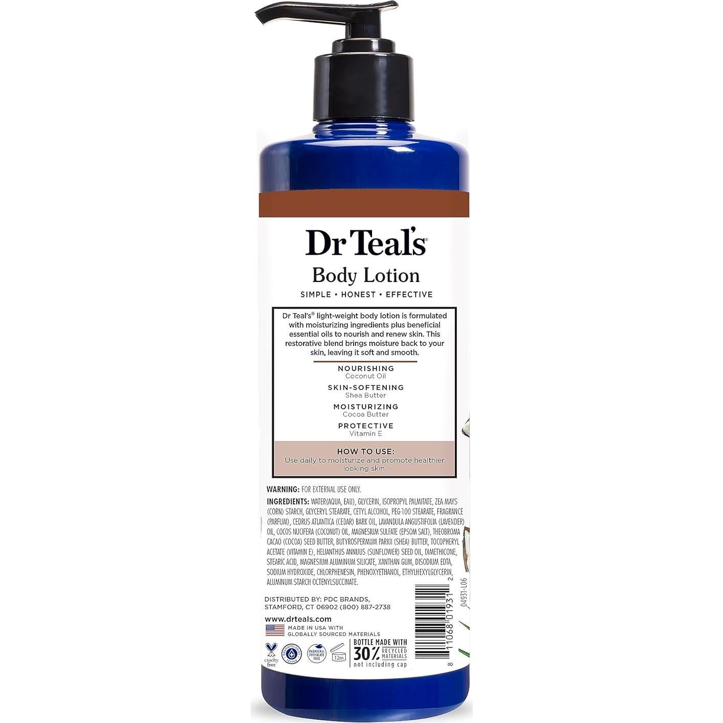 Loción Corporal Dr Teal's Hidratante 24 Horas Aceite de Coco 3x532ml