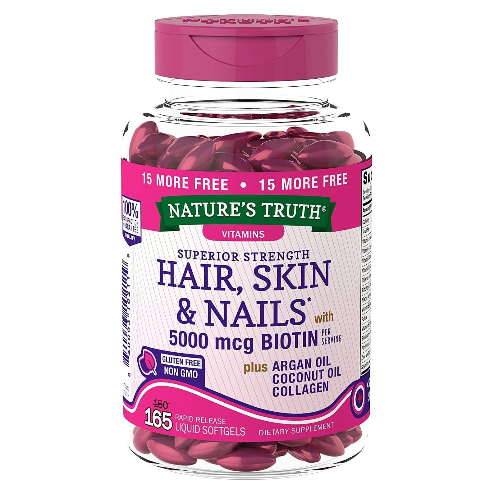 Suplemento Nature's Truth Fuerza Superior Cabello Piel Uñas 2x5000mcg