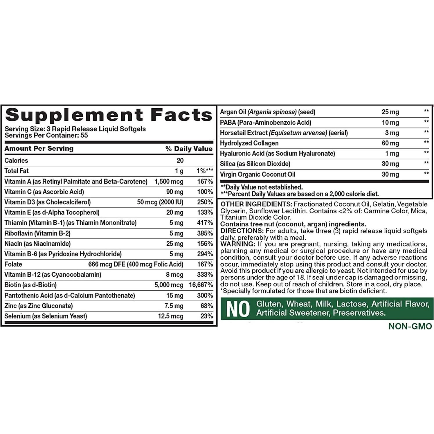 Suplemento Nature's Truth Fuerza Superior Cabello Piel Uñas 2x5000mcg