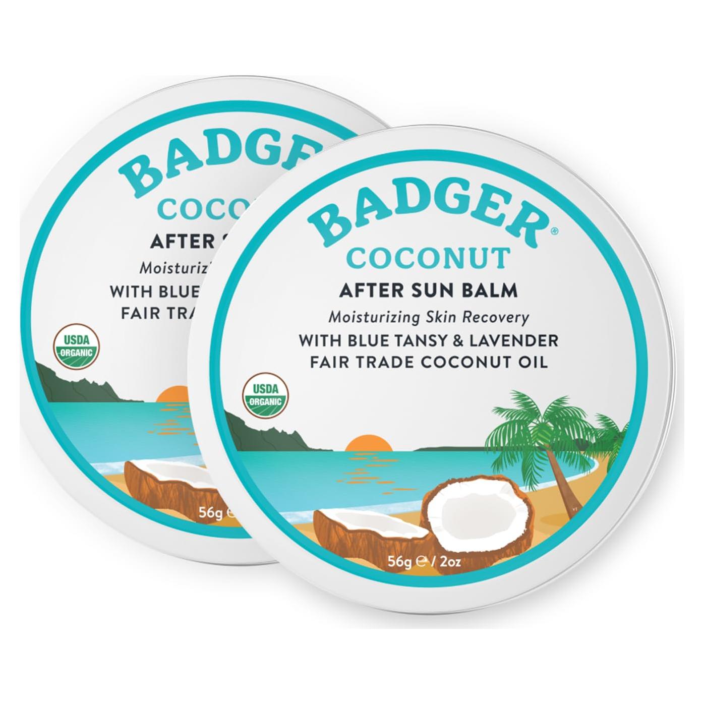 Bálsamo Badger AfterSun Coco 56.7g x2 - Alivio Quemaduras Solares