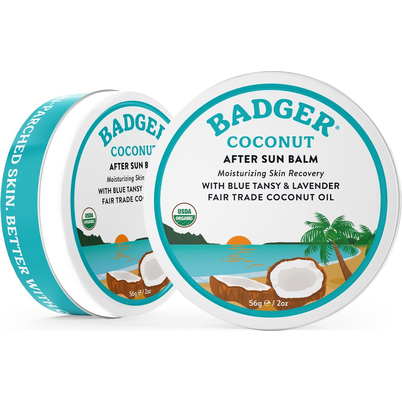 Bálsamo Badger AfterSun Coco 56.7g x2 - Alivio Quemaduras Solares