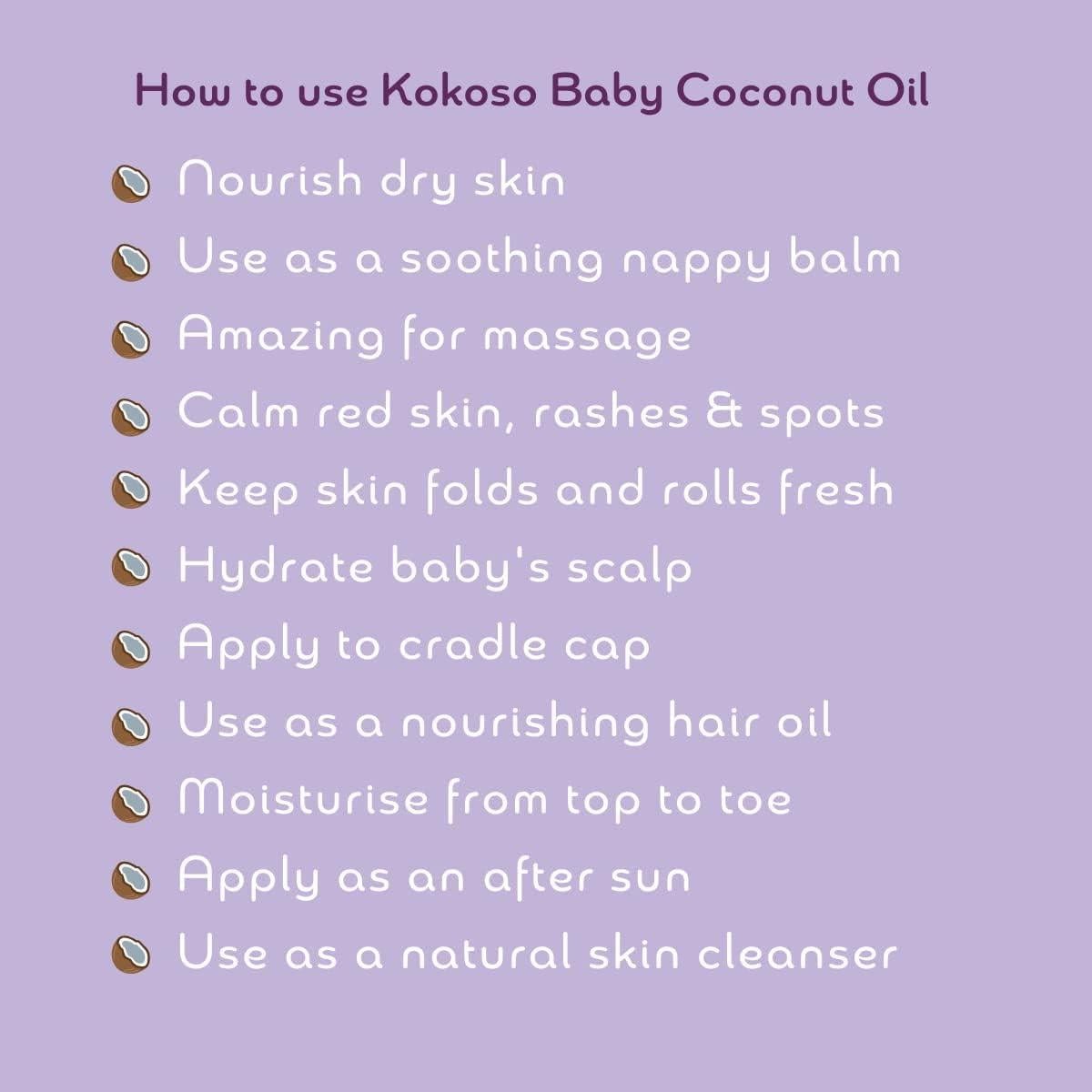 Aceite de Coco Orgánico Kokoso para Bebés 168g - Hidratante Natural