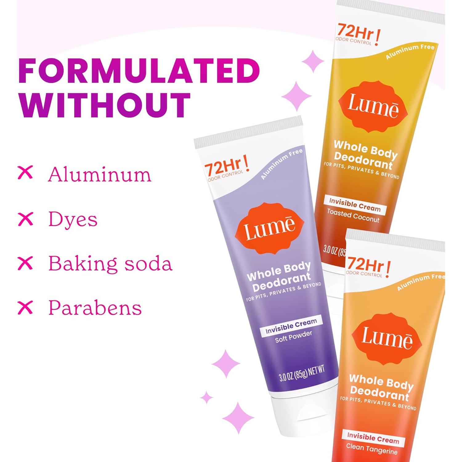 Desodorante Corporal Lume 85g - Control Olores 72h - Sin Aluminio