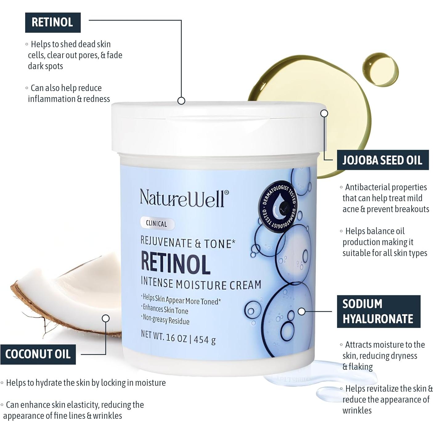 Crema Hidratante Intensa NATURE WELL con Retinol 453.6 g