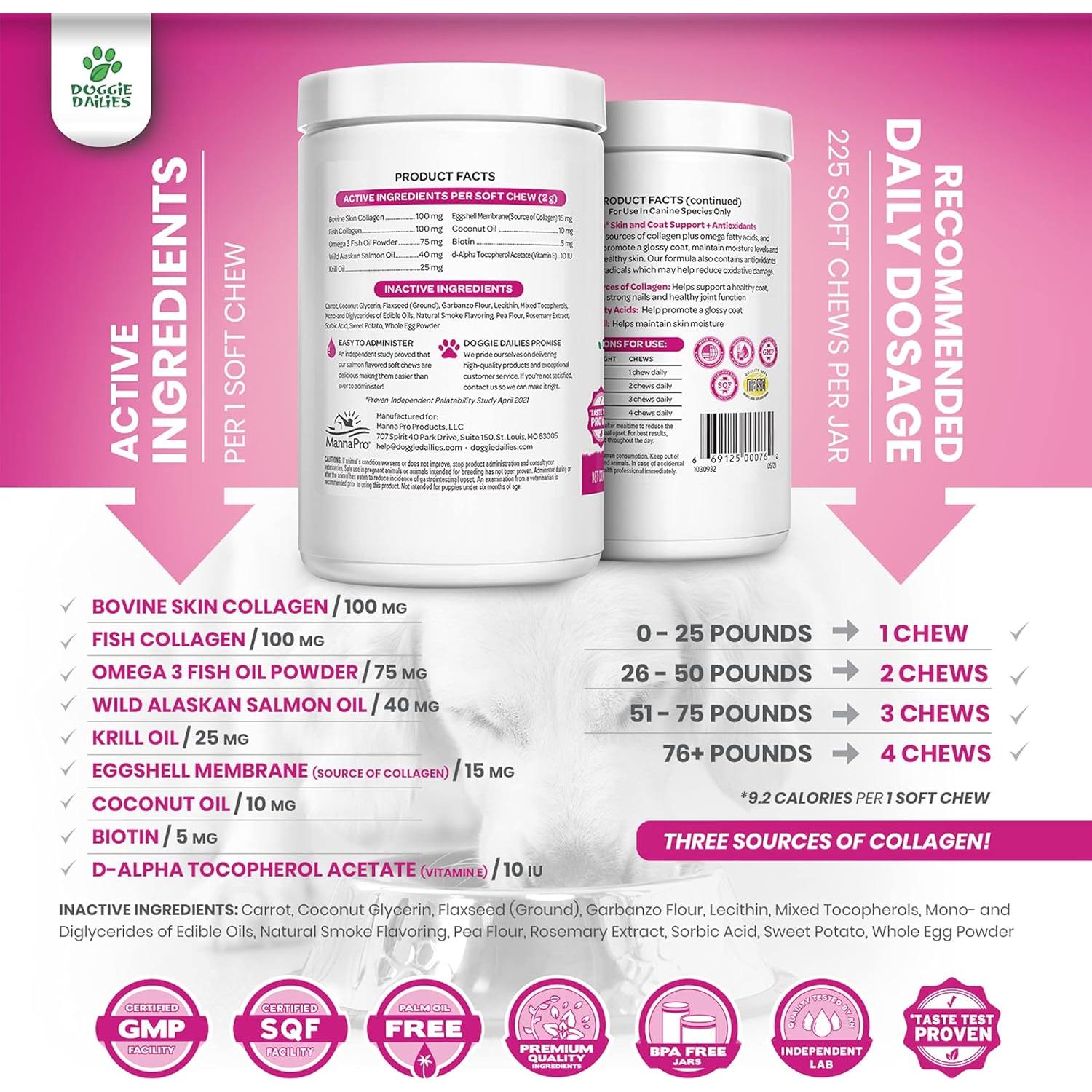 Suplemento para Piel y Pelaje Doggie Dailies 225 Masticables