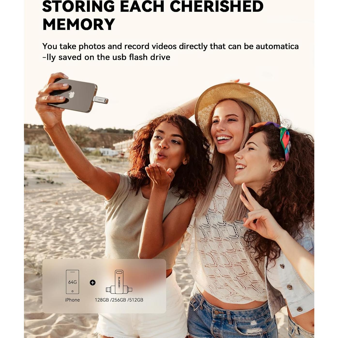 Unidad Flash MFi 128GB BLANBOK+ para iPhone y Android