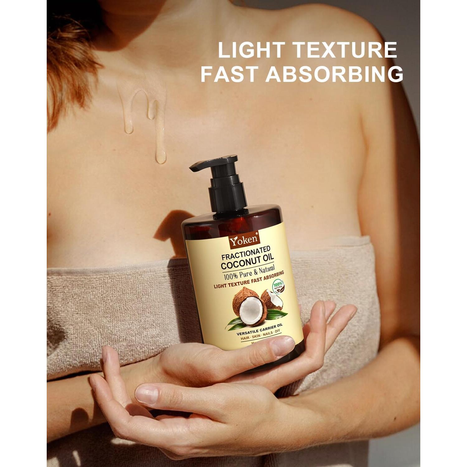 Aceite de Coco Fraccionado Yoken 500 ml, 100% Puro y Natural