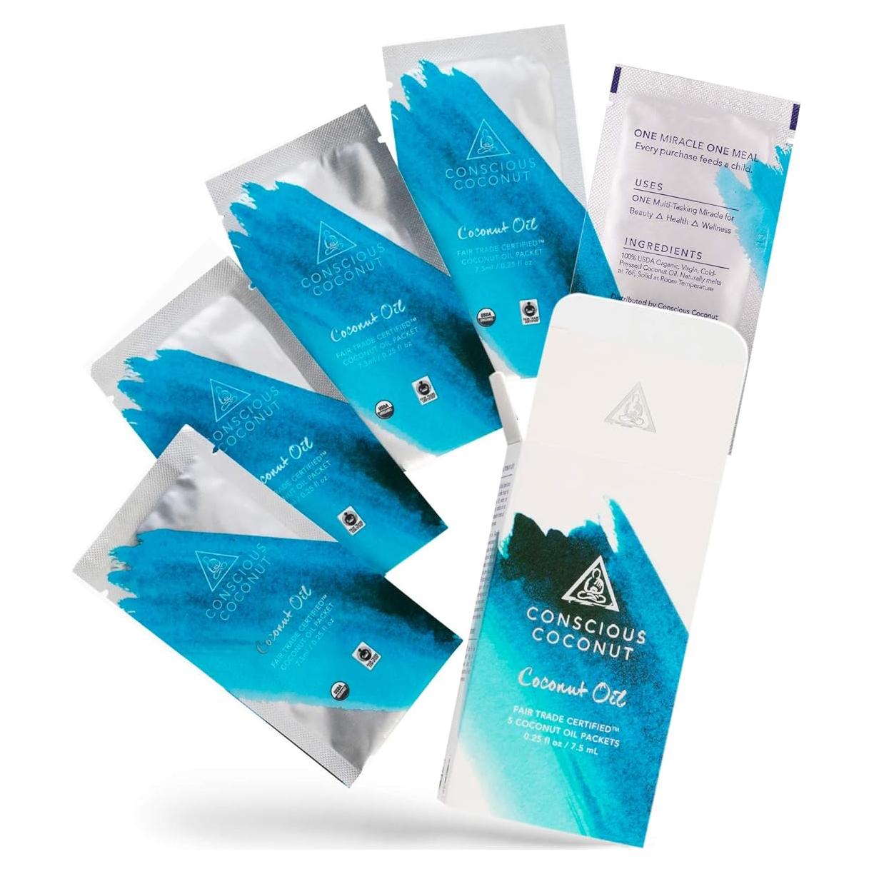 Aceite de Coco Orgánico Conscious Coconut 7.4 ml x 5 Paquetes