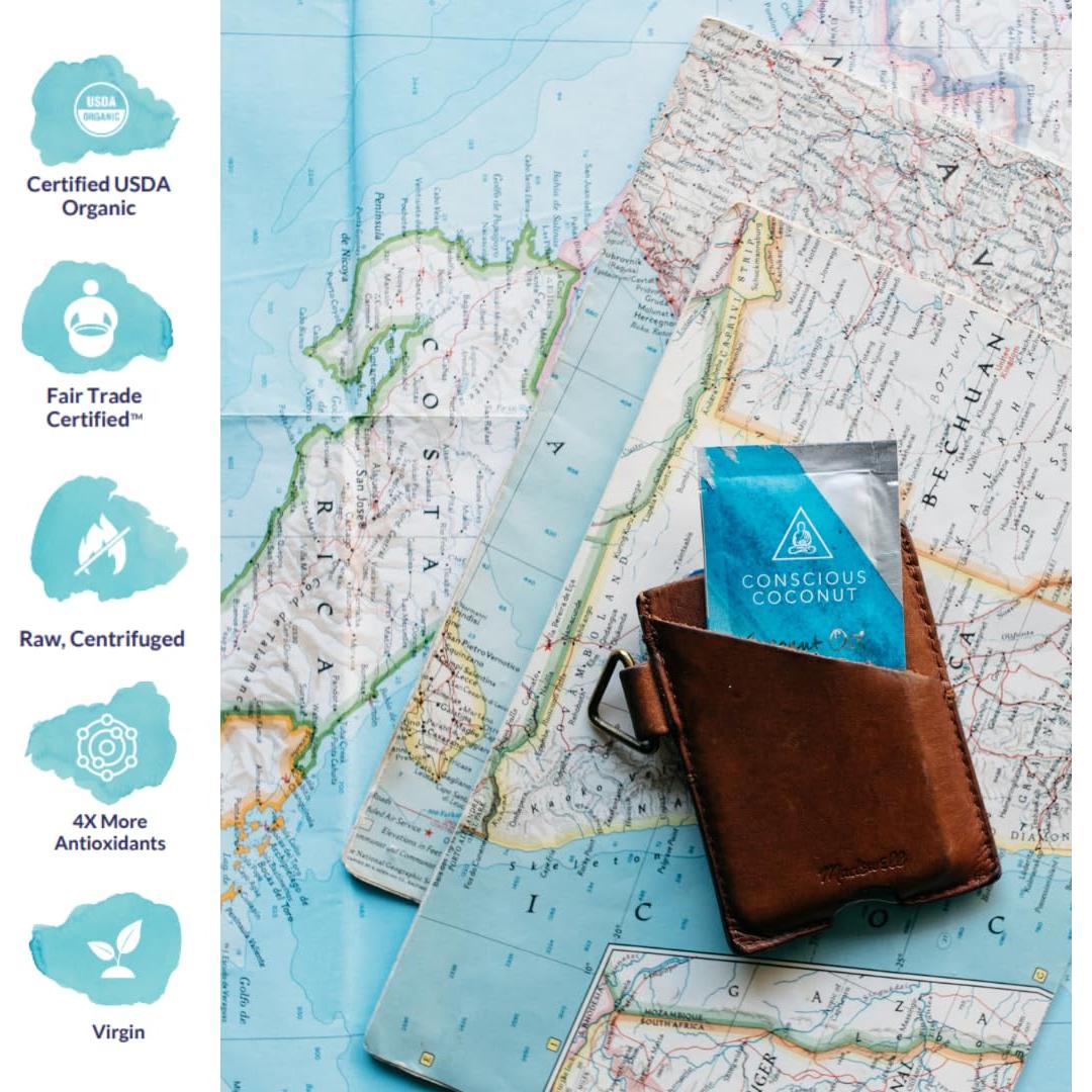 Aceite de Coco Orgánico Conscious Coconut 7.4 ml x 5 Paquetes