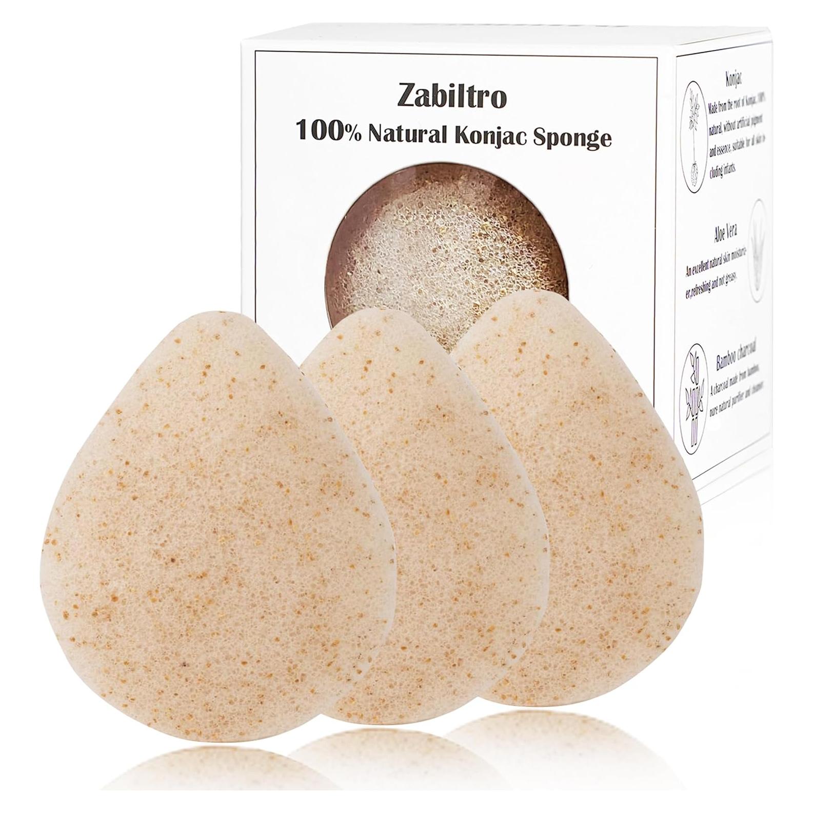 Esponjas Faciales de Konjac Waterdrop con Nuez - 3 Piezas