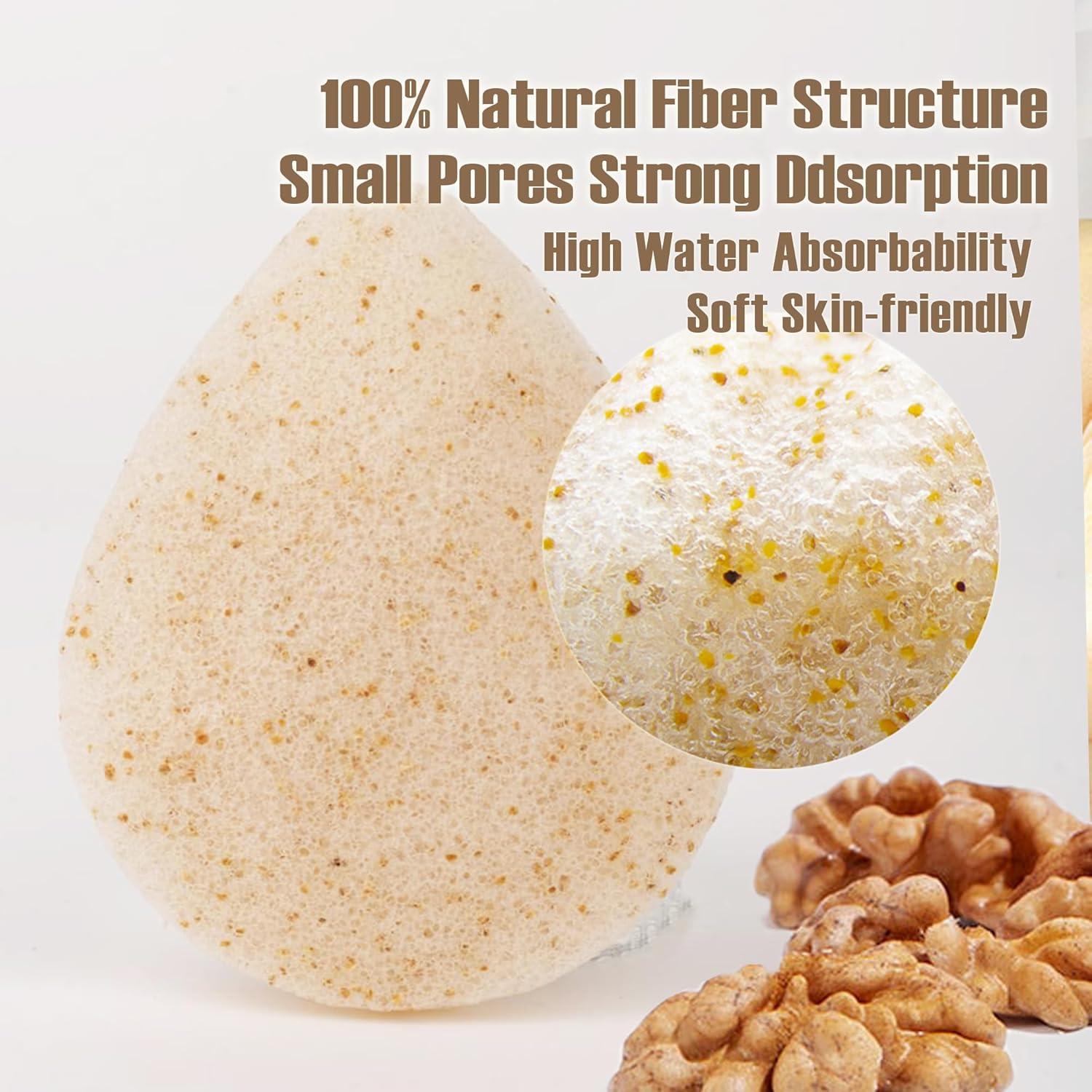 Esponjas Faciales de Konjac Waterdrop con Nuez - 3 Piezas