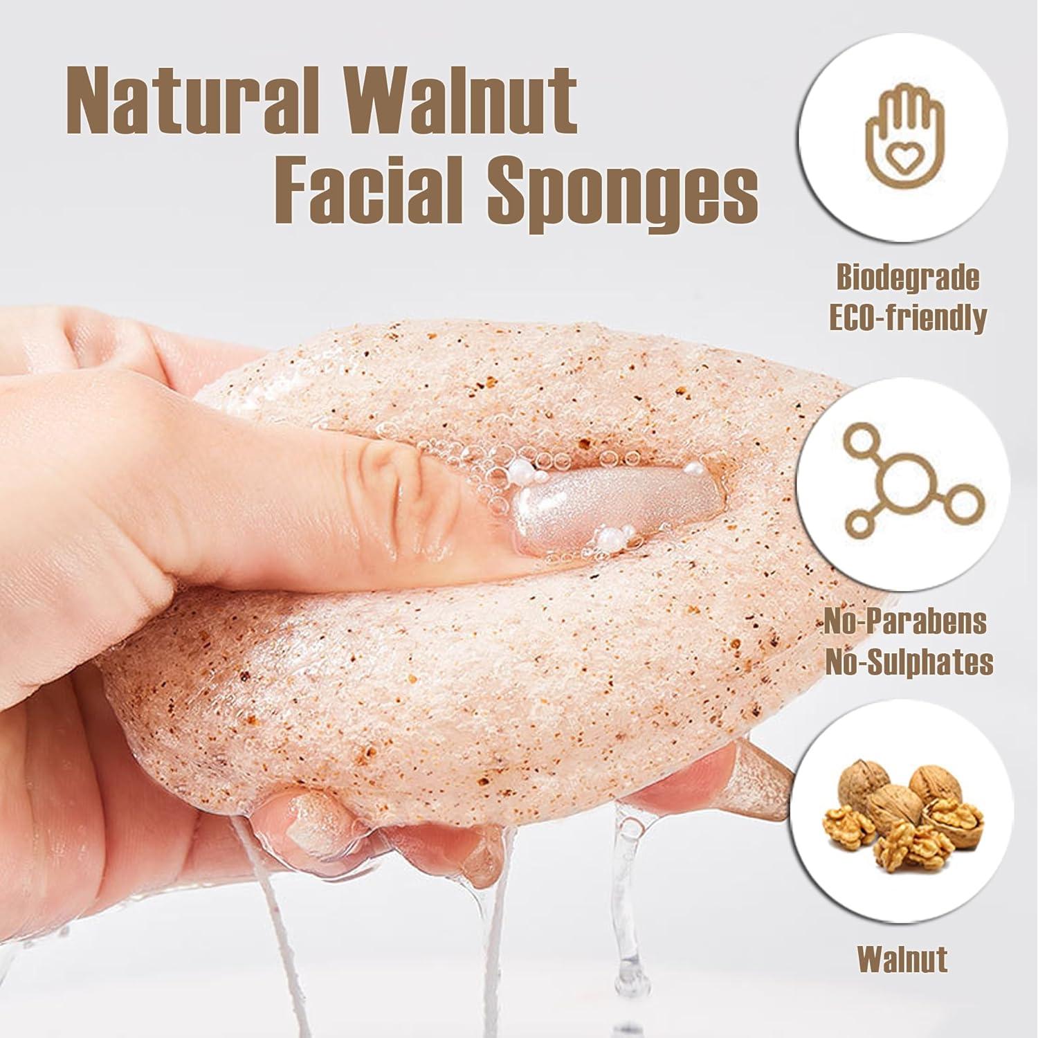 Esponjas Faciales de Konjac Waterdrop con Nuez - 3 Piezas