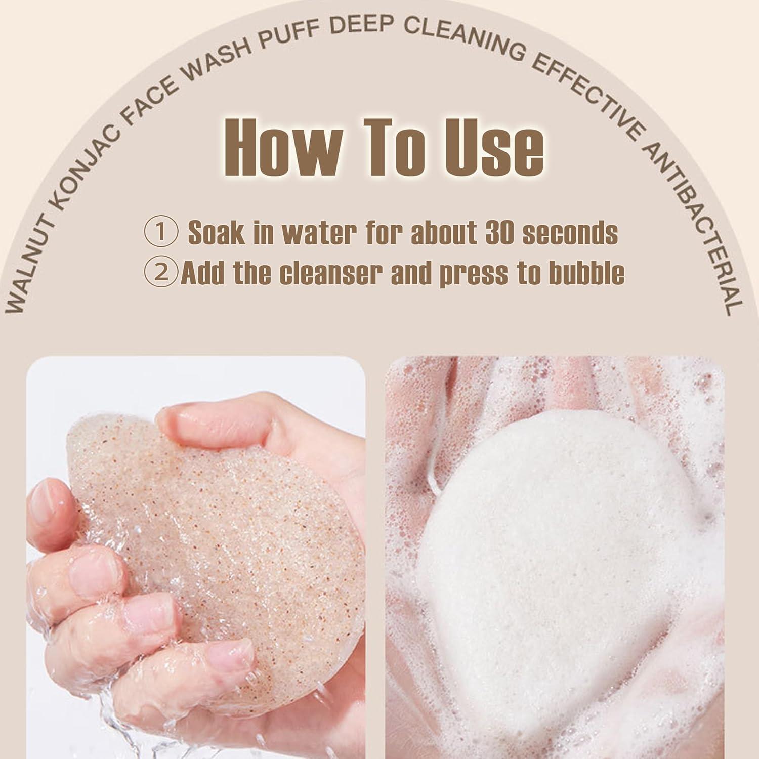 Esponjas Faciales de Konjac Waterdrop con Nuez - 3 Piezas