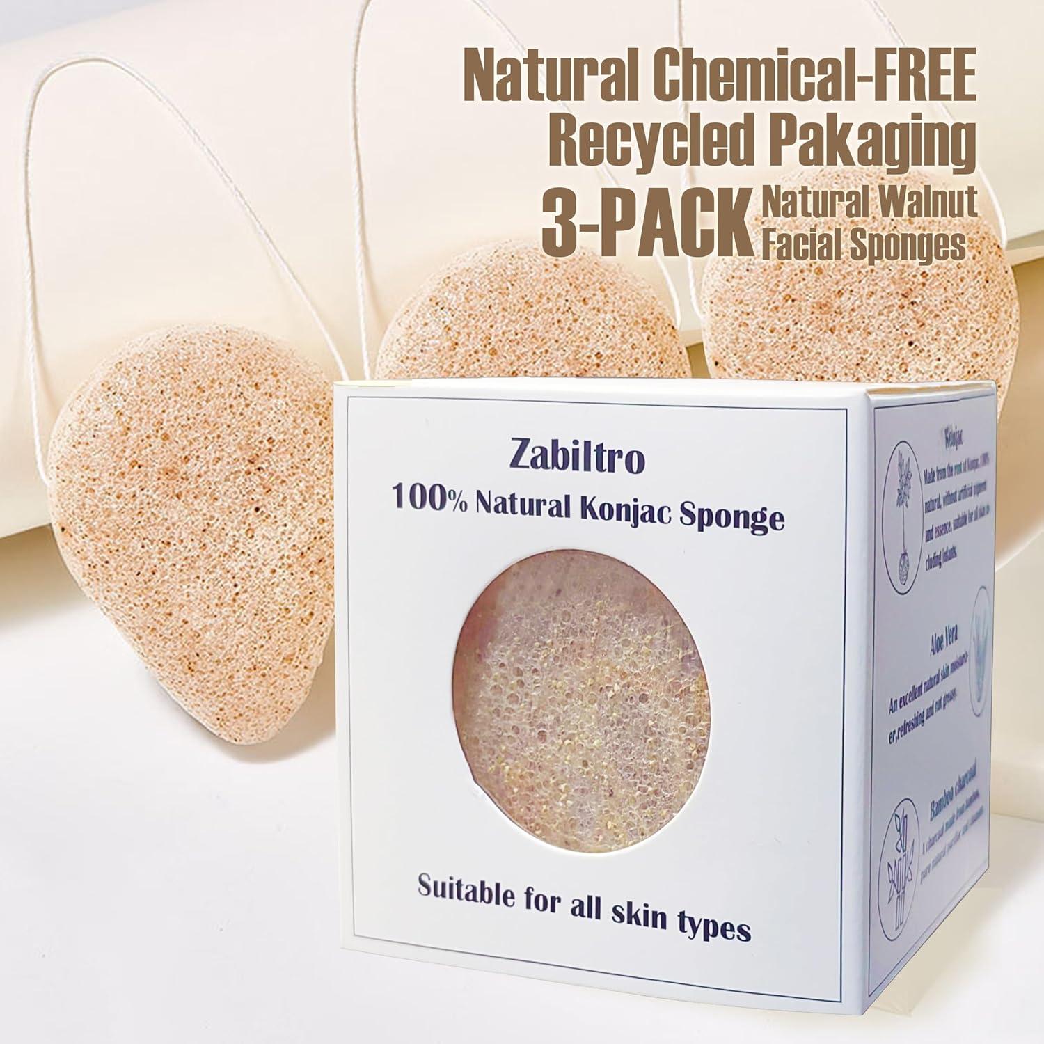Esponjas Faciales de Konjac Waterdrop con Nuez - 3 Piezas