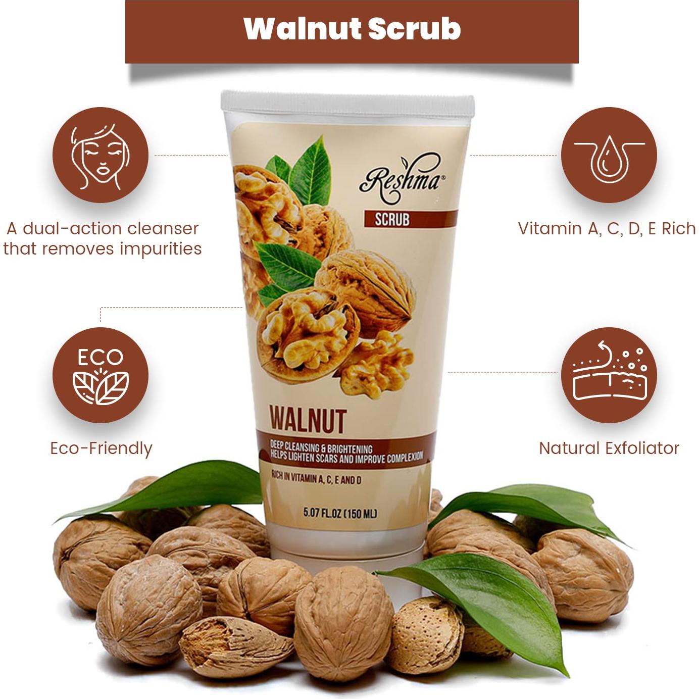 Exfoliante de Nuez Reshma Beauty 900ml | Limpieza Suave y Brillo