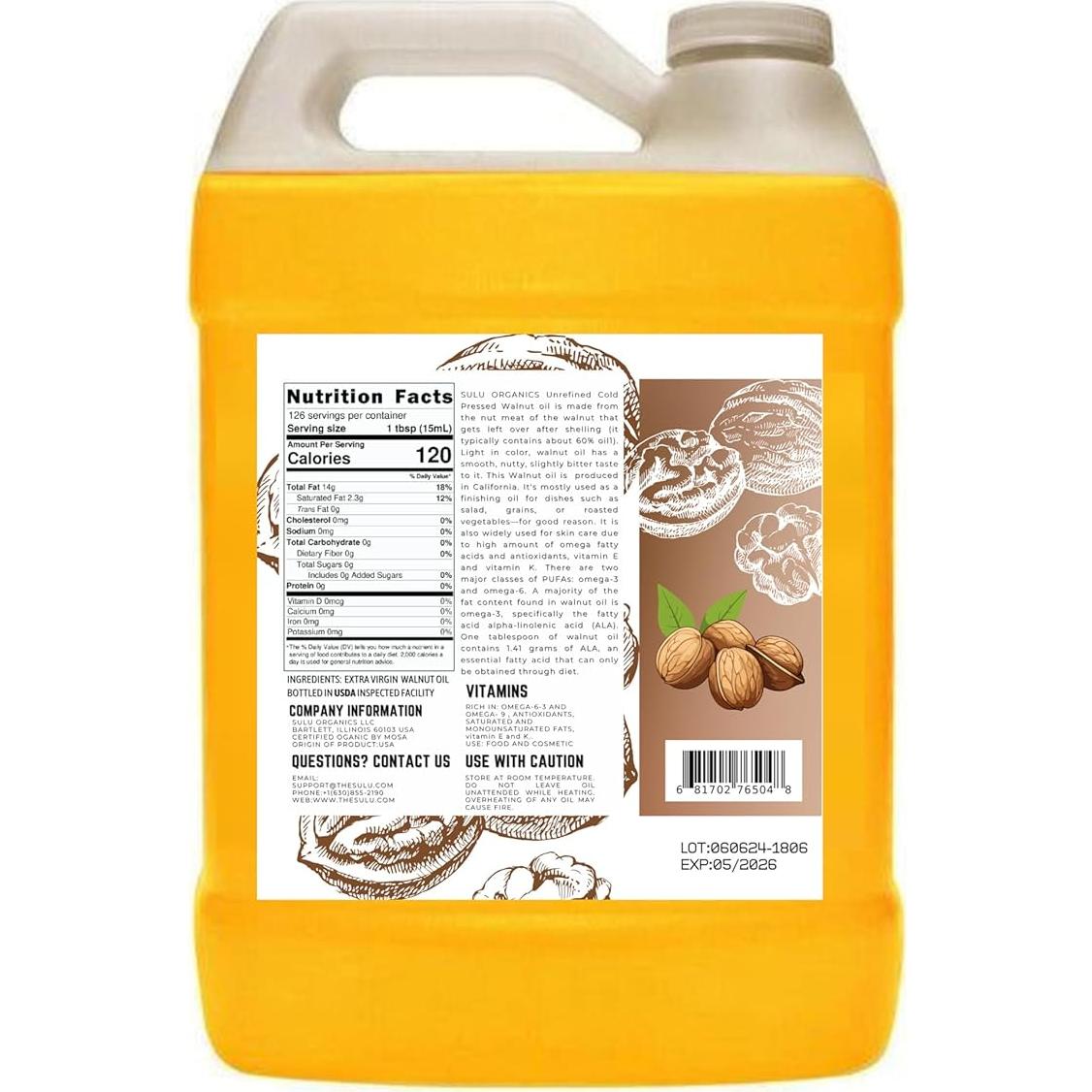 Aceite de Nuez Virgen Extra SULU 3.63kg Prensado en Frío