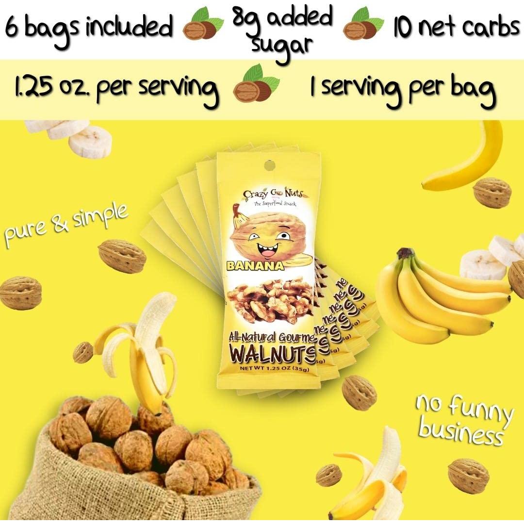 Crazy Go Nuts Nueces de Plátano 35.4 g - Paquete de 12 Snacks Saludables